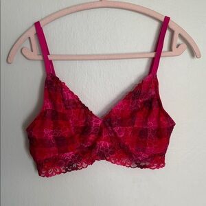 Victoria's Secret Pink and Red Lace Bralette